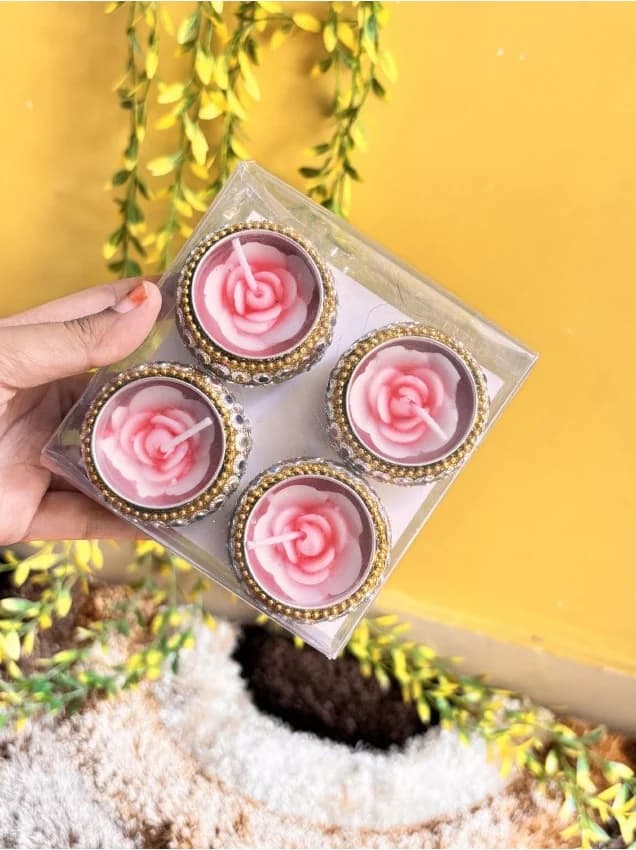 Pink Rose Candle Quartet