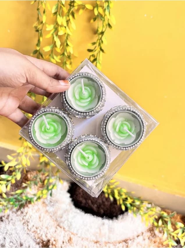 Emerald Rose Candle Quartet