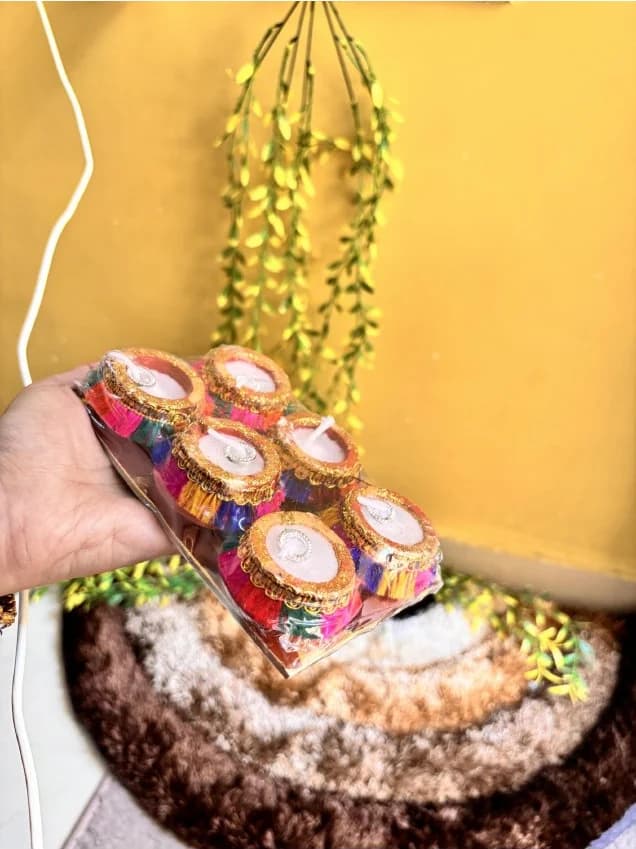 Multicolour Embellished Candle Set