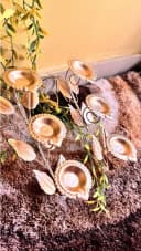 Gold-Tone Leaf Diya Pair 3