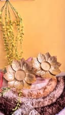 Gold-Tone Lotus Diya Pair 2