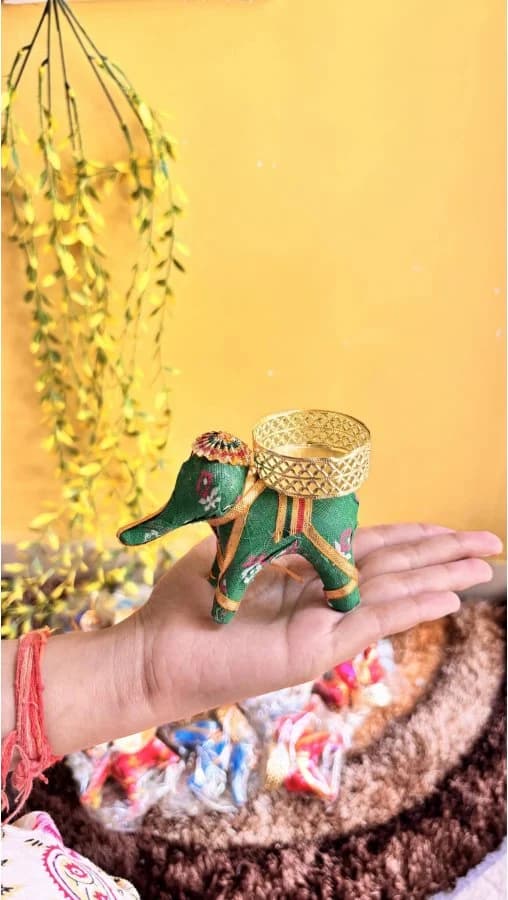 Green Potli-Style Decorative Holder