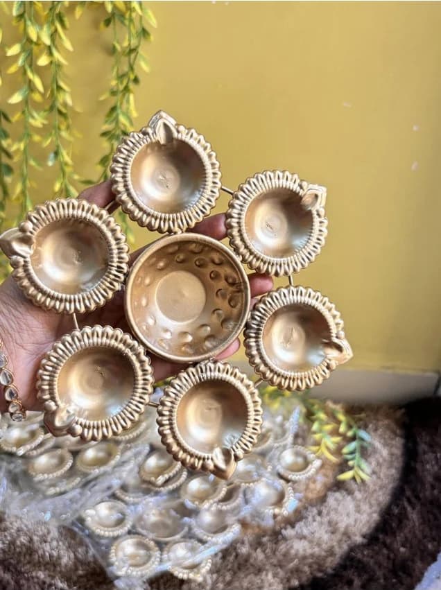 Gold-Tone Six-Light Pooja Centrepiece